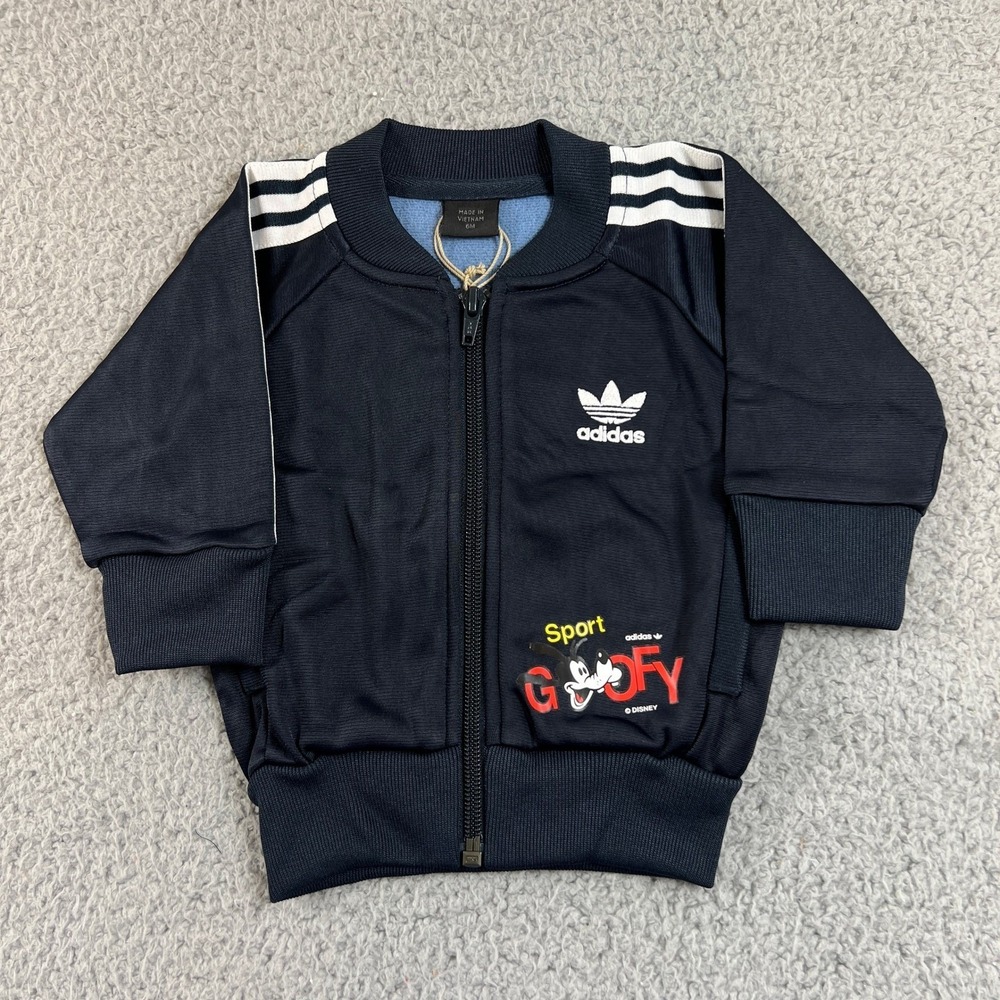 Adidas Track Suit Kids 6M Navy Disney‎ Goofy Superstar Jacket Pants Set Vintage